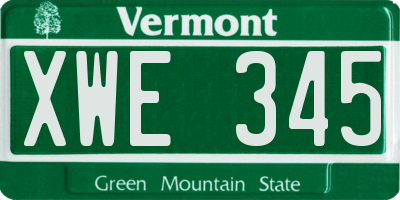 VT license plate XWE345