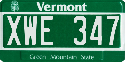 VT license plate XWE347