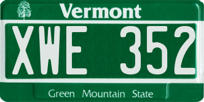 VT license plate XWE352