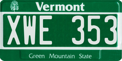 VT license plate XWE353
