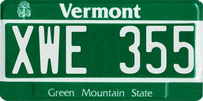 VT license plate XWE355