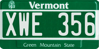 VT license plate XWE356
