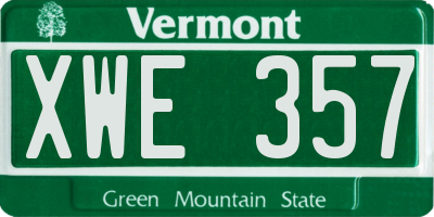 VT license plate XWE357