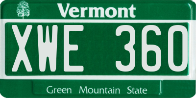 VT license plate XWE360
