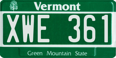VT license plate XWE361