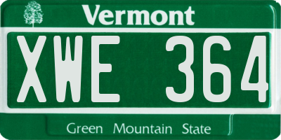 VT license plate XWE364