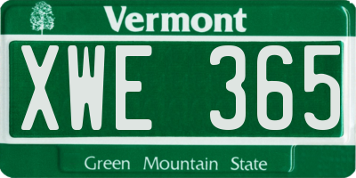VT license plate XWE365