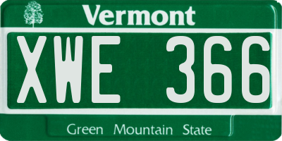 VT license plate XWE366