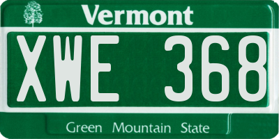 VT license plate XWE368