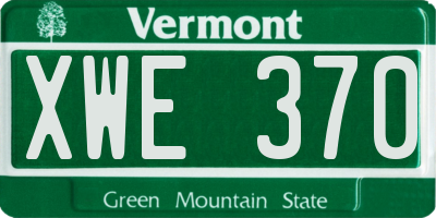 VT license plate XWE370