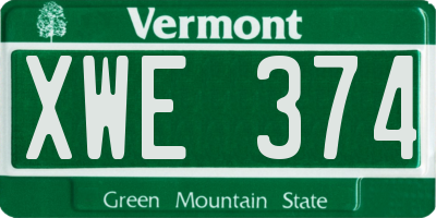 VT license plate XWE374