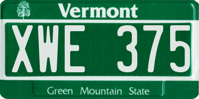 VT license plate XWE375