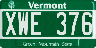 VT license plate XWE376