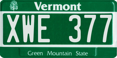 VT license plate XWE377
