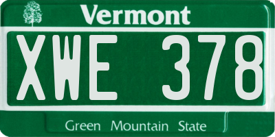 VT license plate XWE378