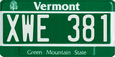 VT license plate XWE381