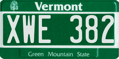 VT license plate XWE382