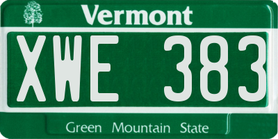VT license plate XWE383