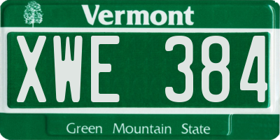 VT license plate XWE384