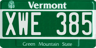 VT license plate XWE385