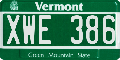VT license plate XWE386