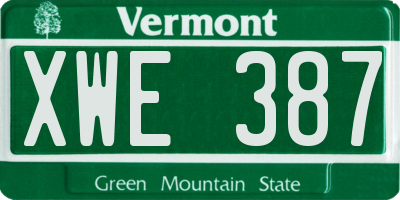 VT license plate XWE387