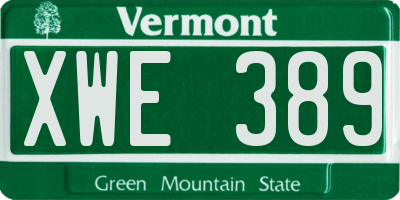VT license plate XWE389