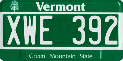 VT license plate XWE392