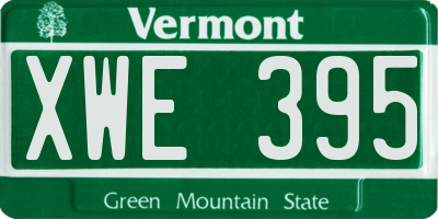 VT license plate XWE395
