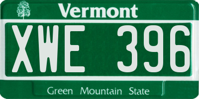 VT license plate XWE396