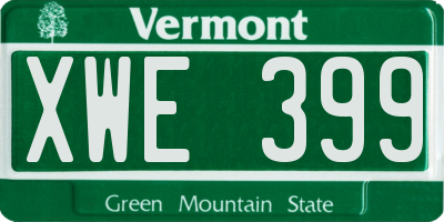 VT license plate XWE399