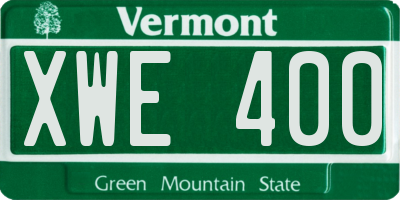 VT license plate XWE400