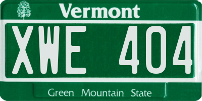 VT license plate XWE404
