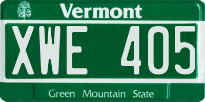 VT license plate XWE405