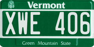 VT license plate XWE406