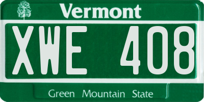 VT license plate XWE408