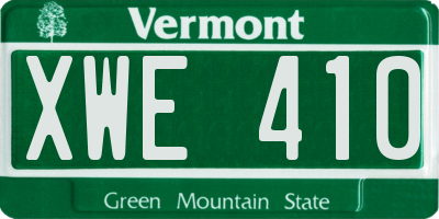 VT license plate XWE410