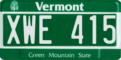 VT license plate XWE415