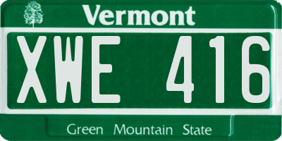 VT license plate XWE416