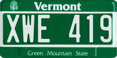 VT license plate XWE419