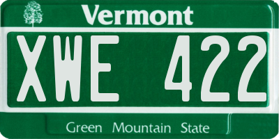 VT license plate XWE422