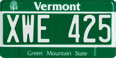 VT license plate XWE425