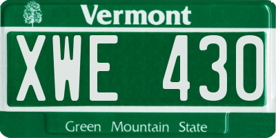 VT license plate XWE430