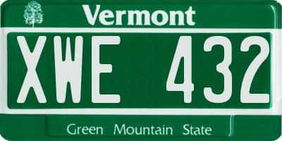 VT license plate XWE432