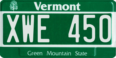 VT license plate XWE450