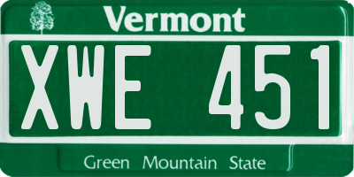 VT license plate XWE451