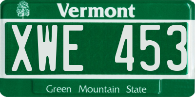 VT license plate XWE453