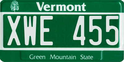 VT license plate XWE455