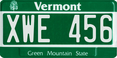 VT license plate XWE456