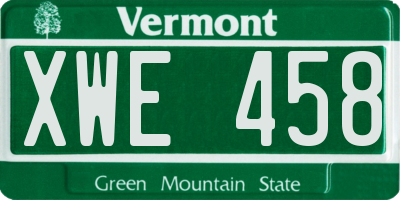 VT license plate XWE458